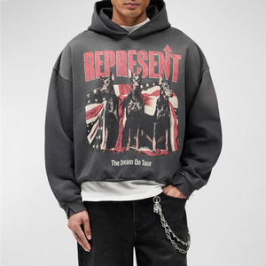 Sweat-shirt à capuche graphique pour homme en molleton de coton avec impression personnalisée effet délavé, style streetwear, fabricant, fournisseur, OEM - Product Image 1