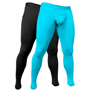 Leggings de compression intégrale pour homme, couleur unie avec logo, taille élastique sur la jambe droite, matière Spandex Polyester 180g - Product Image 5