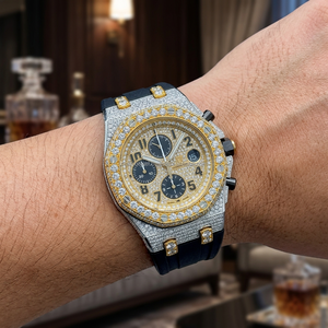 Nuevo Reloj de Moda Hip Hop con Esfera y Bisel Redondos con Diamantes de Moissanita VVS y Correa de Goma de Colores Modernos, Reloj de Marca - Product Image 1