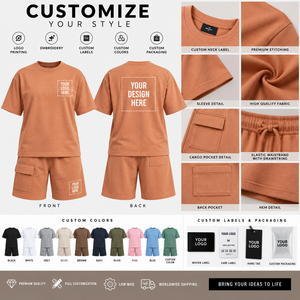 Conjunto de Shorts Casuales Unisex para Verano 2026, Camiseta de Manga Corta Sólida, Tejido de Punto, Spandex/Algodón, Transpirable, Ajuste Holgado, Secado Rápido - Product Image 4