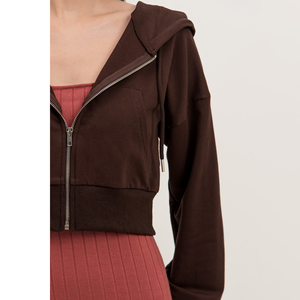 Sweat à capuche zippé court pour femme, personnalisable en gros, imprimé, en molleton de coton French Terry, vierge, style streetwear - Product Image 6