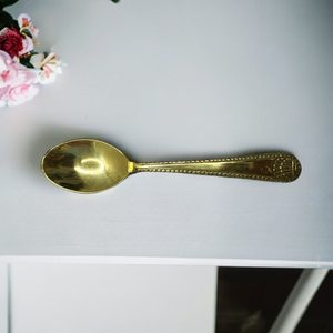 Juego de vajilla de latón simple, bandeja pulida lisa, cuencos, cuchara de vidrio, diseño minimalista, diseño floral, bandeja con superficie pulida lisa - Product Image 3