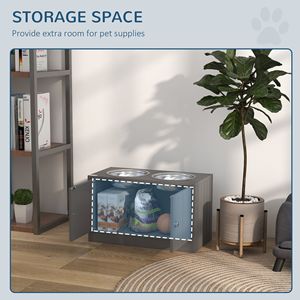 Ciotole Rialzate per Cani di Grande Capacità 44L con Mobiletto Contenitore, Grigie - Product Image 4