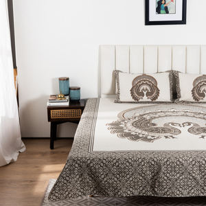 Parure de lit en coton écologique 300 fils, motif animalier ethnique, pour lit double, 2 taies d'oreiller, qualité supérieure pour usage domestique - Product Image 3