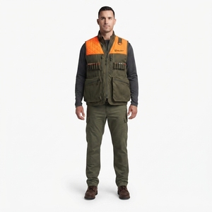 Chaleco de Caza Personalizado de Algodón Encerado de 11 oz, Chaleco de Caza Impermeable y Resistente al Sangre para Hombre, Fabricante OEM - Product Image 1