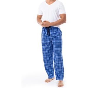 <b>Men's</b> Plaid Plus Size Silky Flannel Sleep <b>Pant</b> Blue <b>White</b> Lining Soft Cozy Relaxed Fit Breathable Loungewear Pajamas - Product Image 2