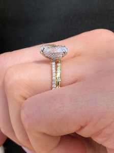Ensemble de mariage en or massif 14 carats avec bague de fiançailles solitaire ovale en diamant de 3,50 carats de taille ovale cultivé en laboratoire et alliance assortie en or massif 14 carats, bijoux fins - Product Image 3
