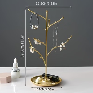 Soporte Minimalista para Joyas con Múltiples Brazos de Gancho, Bandeja de Almacenamiento, Organizador de Collares Antienredos, Exhibidor Decorativo que Ahorra Espacio - Product Image 4