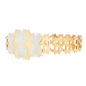 Ceinture d'entraînement d'arts martiaux légère et écologique en alliage de zinc avec signe dollar doré, doublure en cuir PU, accents en cristal, unisexe et tendance - Product Image 4