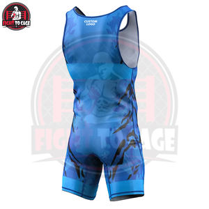 Équipement sportif professionnel, vente en gros de combinaisons de lutte tendance imprimées en spandex et polyester, vêtements d'arts martiaux à col rond - Product Image 2