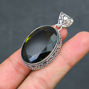 Magnifique pendentif en péridot vert, pierre précieuse créée en laboratoire, en argent sterling 925, fait main, bijou statement, cadeau pour femme, très demandé - Product Image 4