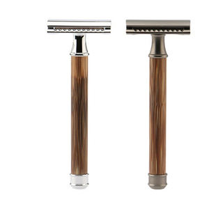 Maquinilla de afeitar con mango de bambú con textura de madera para hombres o mujeres, maquinilla de afeitar de doble filo, compatible con todas las cuchillas de afeitar estándar - Product Image 1