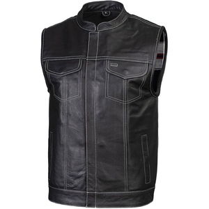 Chaleco de Motocicleta de Cuero Negro Clásico para Hombre Samroz Sports con Forro Interior de Franela - Product Image 2