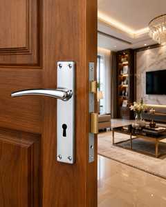 Premium Modern Chrome Mortise <b>Door</b> Handle with Rectangular Plate Zinc Alloy Lever Handle for Bedroom Villa & Main <b>Doors</b> - Product Image 5