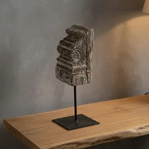 Décoration de table vintage en bois sculpté à la main sur support en fer pour buffet, console, table basse, salon, chambre, salle à manger - Product Image 5