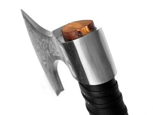 Hacha Vikinga Nesh Premium Hecha a Mano, Acero con Alto Contenido de Carbono, Mango de Madera de Fresno, Hacha Nórdica Vikinga para Camping, Uso en Exteriores y Cocina, Hacha Decorativa - Product Image 4