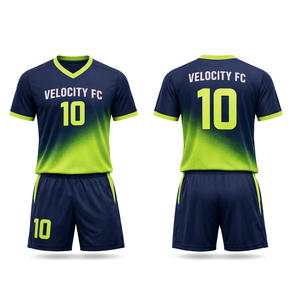 ชุดฟุตบอลแบบซับลิเมชั่นสั่งทำพิเศษ กางเกงขาสั้นผ้าฝ้าย 100% ระบายอากาศ แห้งเร็ว ชุดทีม ยูนิเซ็กซ์ บริการ OEM ดิจิทัล - Product Image 1