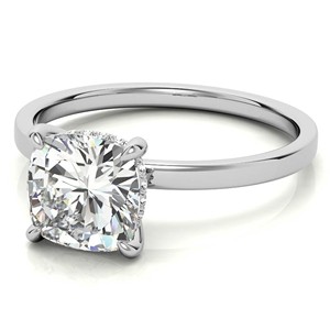 1.25 Carat Cushion Cut Hidden Halo Engagement <b>Ring</b> VVS1 Moissanite Wedding <b>Statement</b> <b>Ring</b> 18K White Gold <b>Ring</b> - Product Image 3