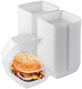 Contenant à burger robuste en bagasse pour plats à emporter, 6 x 6 pouces, emballage biodégradable pour hamburgers, pour cafés et boulangeries, modèle 2026 - Product Image 1
