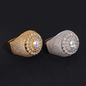 <b>Mens</b> 925 <b>Silver</b> <b>Ring</b> with Lab Grown Diamond Round Center Stone Iced Style Statement <b>Ring</b> Luxury <b>Mens</b> Fashion - Product Image 4