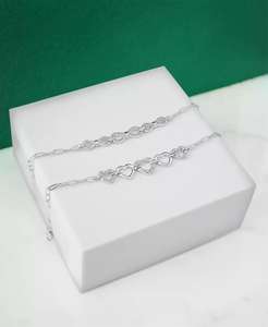 Diamond <b>Heart</b> Chain Paperclip Link <b>Bracelet</b> (1/6 ct. t.w.) in <b>Sterling</b> <b>Silver</b>, Created for | Macy's - Product Image 5