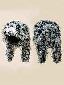 <b>Red</b> Black Faux Fur Trapper Hat Ear Flap Winter Cap Shaggy Furry Outdoor Headwear - Product Image 6