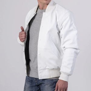 Best Selling Winter High Street <b>Plain</b> Dyed Men's Custom Baseball <b>Varsity</b> <b>Jacket</b> Stand Collar Front Eco-Friendly - Product Image 1