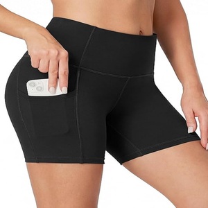 Shorts de cyclisme taille haute personnalisables avec logo, pour la course à pied, l'entraînement et le sport, avec poches - Product Image 1
