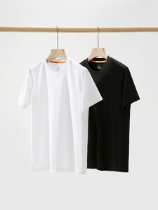 Men's Black Solid Crew Neck Short Sleeve <b>T</b>-<b>Shirt</b> <b>Orange</b> Contrast Trim Blank Casual Tee - Product Image 3