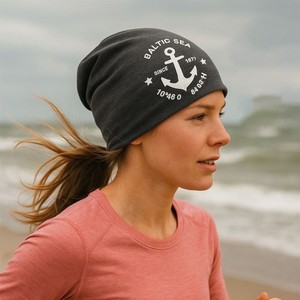 New Custom Nautical Anchor Print <b>Beanie</b> 56-58CM Unisex Casual Winter Outdoor High Quality Heat Transfer Printing 100% Acrylic - Product Image 2