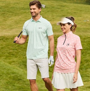 Polo pour femme vert clair à manches courtes, couleur unie, tricoté, respirant, décontracté, pour le golf - Product Image 4