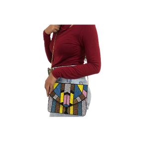 Bolso de mano bordado a mano al por mayor con cuentas, bolso de hombro cruzado de lujo con patrón geométrico personalizado para mujer, para bodas y fiestas - Product Image 1