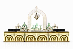 Comptoir de buffet lumineux en acier inoxydable avec éclairage LED Edison, arche décorative, pour hôtel, restaurant, banquet, Noor Royale Luxury AC - Product Image 1
