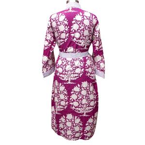 Robe kimono pour femme, style classique, 100% coton, col en V, fermeture à ceinture, longueur intégrale, douce, respirante, pour la maison - Product Image 4