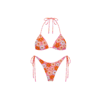 Bikini rouge deux pièces avec perles en forme d'étoiles de mer et de coquillages, décolleté en V profond, taille haute, à nouer sur les côtés, vêtements de plage, maillots de bain pour femmes