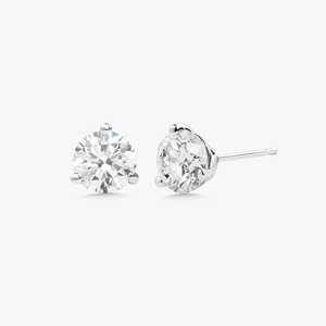 2 Carat Round Lab Grown Diamond Solitaire Stud <b>Earrings</b> 14K 18K Solid Gold 3 Prong Minimalist Everyday Wear Elegant Luxury Studs - Product Image 3
