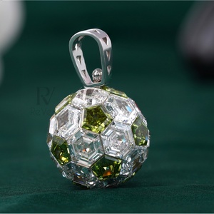 20 CT Hexagon Lab Grown Diamond Ball Pendant with VVS1 Clarity 14K White <b>Gold</b> Invisible Setting for Gift - Product Image 2