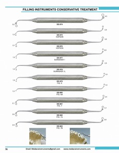 Instrumentos Dentales para Obturaciones, Agarre Manual Estriado, Color Plateado, Herramientas Quirúrgicas Clase I DE 962 973 para Tratamiento Conservador - Product Image 5