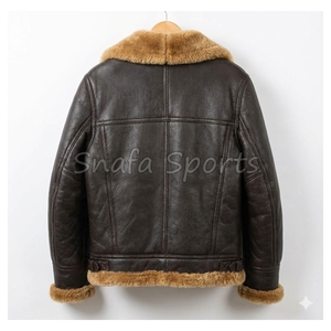 Veste en cuir et fourrure sur mesure pour homme, coupe ample, style vintage, avec fermeture éclair, col en peau de mouton, vente en gros personnalisée - Product Image 2