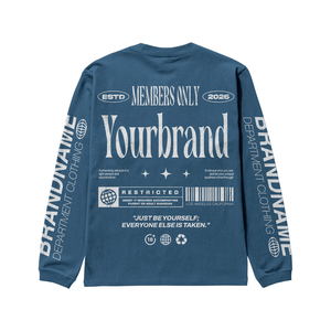 Sweat-shirts pour hommes personnalisés en molleton de coton, coupe oversize à épaules tombantes, grande taille, en molleton bouclette de poids moyen, avec impression graphique et col rond - Product Image 3