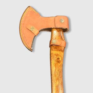 Custom Handmade Damascus Steel <b>Axe</b> Head with Wooden <b>Handle</b> and Leather Sheath-DIY Industrial Grade - Product Image 6