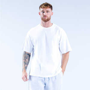 Camiseta de Algodón Oversize para Hombre con Logo Personalizado, Estilo Urbano High Street, Ajuste Holgado Casual, Lavado Vintage, Tejido Pesado, Top de Moda Liso - Product Image 2