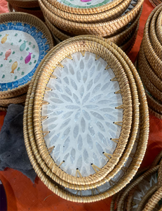 ถาดหวายตกแต่งประดับมุกสำหรับห้องนั่งเล่น โรงแรม และร้านขายของขวัญ - Product Image 6
