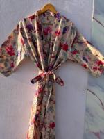 Robe Kimono d'été de luxe 100% Coton Respirant à Motifs Floraux pour Femme, Peignoir de Demoiselle d'honneur, Robe de Chambre, Peignoir de Spa, Peignoir de Plage, Vêtement de Nuit