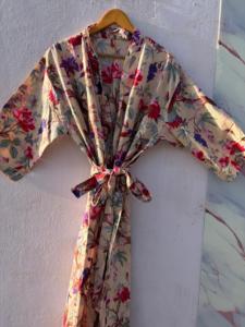 Bata Kimono de Lujo Floral 100% Algodón Transpirable para Verano, Bata de Baño para Mujer, Vestido de Dama de Honor, Túnica de Spa, Ropa de Playa, Ropa de Dormir - Product Image 1