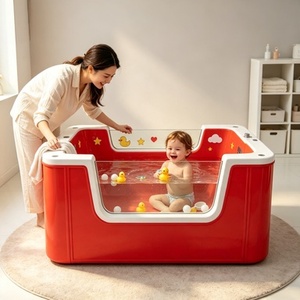 <span class=keywords><strong>Baignoire</strong></span> Spa Bébé Moderne Autoportante avec Design Rectangulaire et Massage Hydrothérapeutique pour le Bain des Tout-Petits - Product Image 1