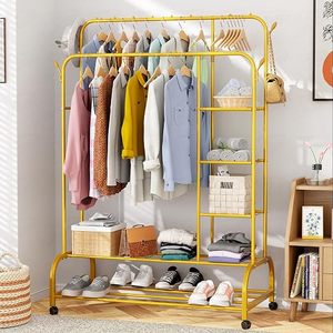 Metal Clothing <b>Rack</b> With Wheels 5-Tier Storage Holder Modern <b>Wardrobe</b> Stand for Clothes Organization - Product Image 5