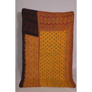 Vintage Printed Kantha Quilt Floral Cotton Handmade Reversible Washable Eco-Friendly Indian Boho Bedspread Blanket Rajasthan - Product Image 1