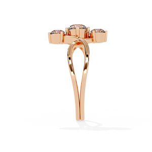 Anillo Romántico de Tres Piedras con Diamantes de Corte Brillante Redondo en Oro Rosa para Mujer, Joyería de Compromiso - Product Image 2