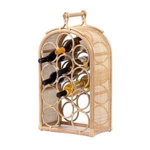 Wine Bottle Holder With Pick up Handle High Quality Barware Rattan Jute Bottle Holder <b>Table</b> Top - Product Image 1